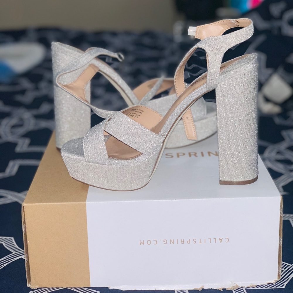 Silver Chunky Heels
